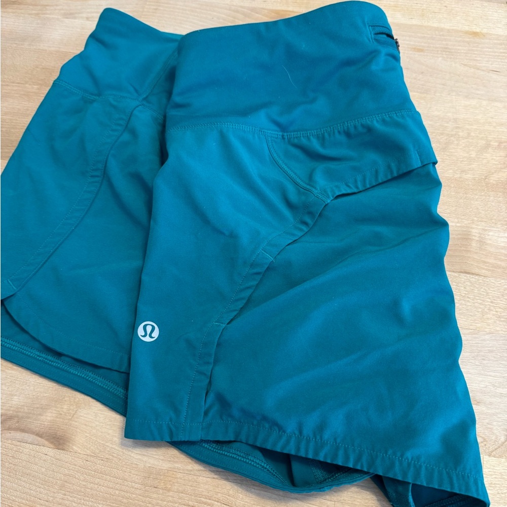 Lululemon speed up 4inch lined short teal color